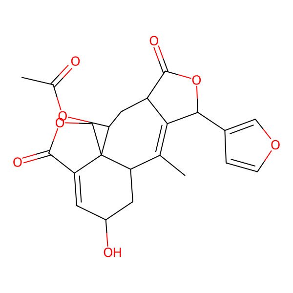 2D Structure of [(1S,2R,4R,7R,10R,12S)-7-(furan-3-yl)-12-hydroxy-9-methyl-5,15-dioxo-6,16-dioxatetracyclo[8.7.0.01,14.04,8]heptadeca-8,13-dien-2-yl] acetate