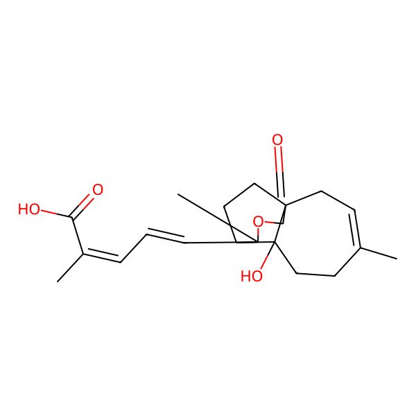 2D Structure of 5-[(1R,7S,8R,9R)-7-hydroxy-4,9-dimethyl-11-oxo-10-oxatricyclo[6.3.2.01,7]tridec-3-en-9-yl]-2-methylpenta-2,4-dienoic acid