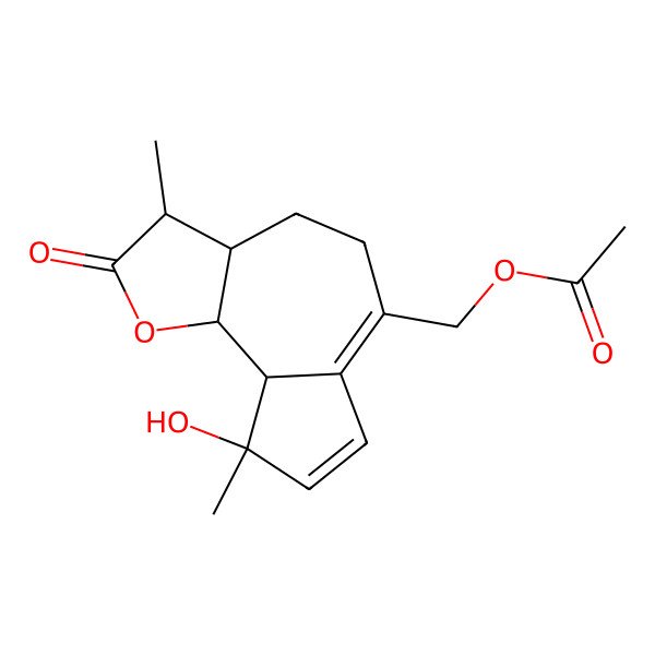 2D Structure of [(3R,3aS,9S,9aS,9bS)-9-hydroxy-3,9-dimethyl-2-oxo-3,3a,4,5,9a,9b-hexahydroazuleno[4,5-b]furan-6-yl]methyl acetate