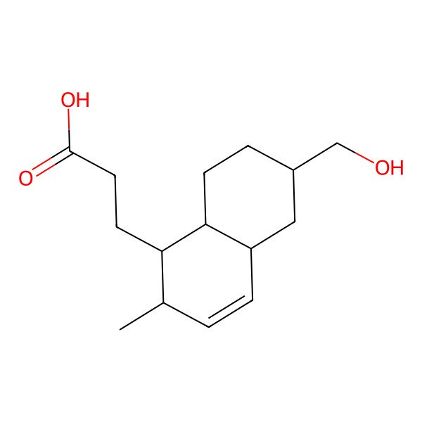 2D Structure of 3-[(1S,2S,4aR,6R,8aS)-6-(hydroxymethyl)-2-methyl-1,2,4a,5,6,7,8,8a-octahydronaphthalen-1-yl]propanoic acid
