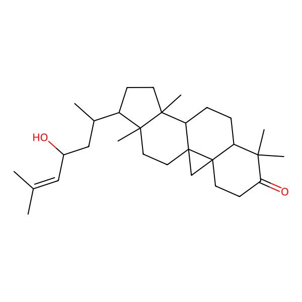2D Structure of (1S,3R,8R,11R,12S,15R,16R)-15-[(2R,4R)-4-hydroxy-6-methylhept-5-en-2-yl]-7,7,12,16-tetramethylpentacyclo[9.7.0.01,3.03,8.012,16]octadecan-6-one