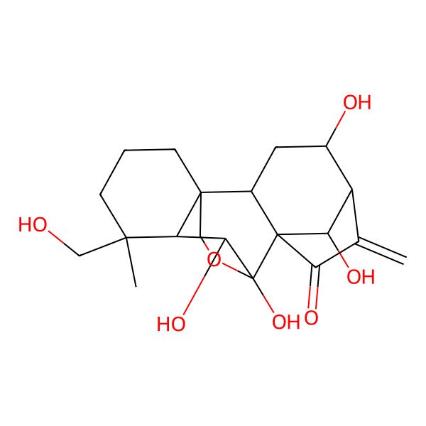 2D Structure of 4,9,10,18-Tetrahydroxy-12-(hydroxymethyl)-12-methyl-6-methylidene-17-oxapentacyclo[7.6.2.15,8.01,11.02,8]octadecan-7-one