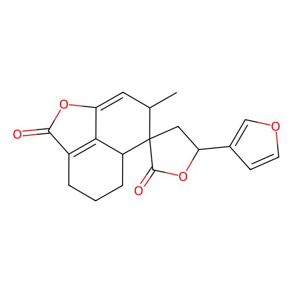 2D Structure of (5'S,8S,9S,10R)-5'-(furan-3-yl)-10-methylspiro[2-oxatricyclo[6.3.1.04,12]dodeca-1(11),4(12)-diene-9,3'-oxolane]-2',3-dione