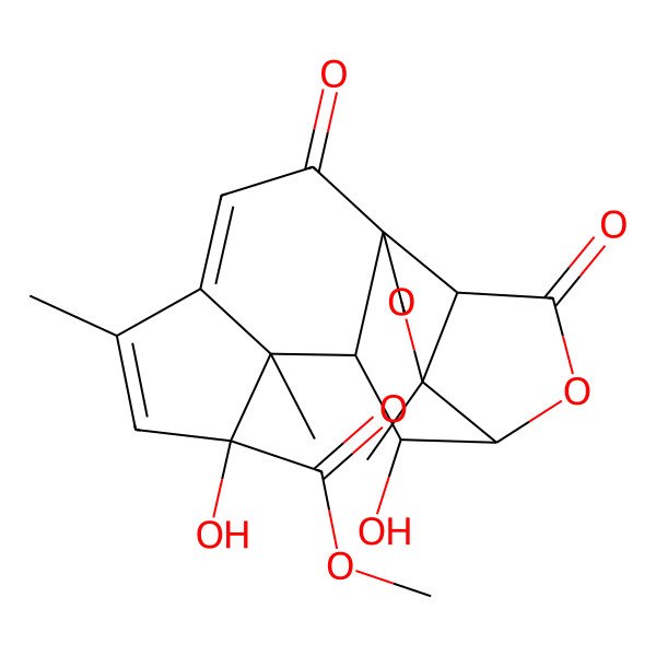 2D Structure of methyl (1R,4S,5R,8S,9R,10R,11S,12R)-9,12-dihydroxy-4,11,14-trimethyl-6,17-dioxo-3,7-dioxapentacyclo[8.7.0.01,5.04,8.011,15]heptadeca-13,15-diene-12-carboxylate
