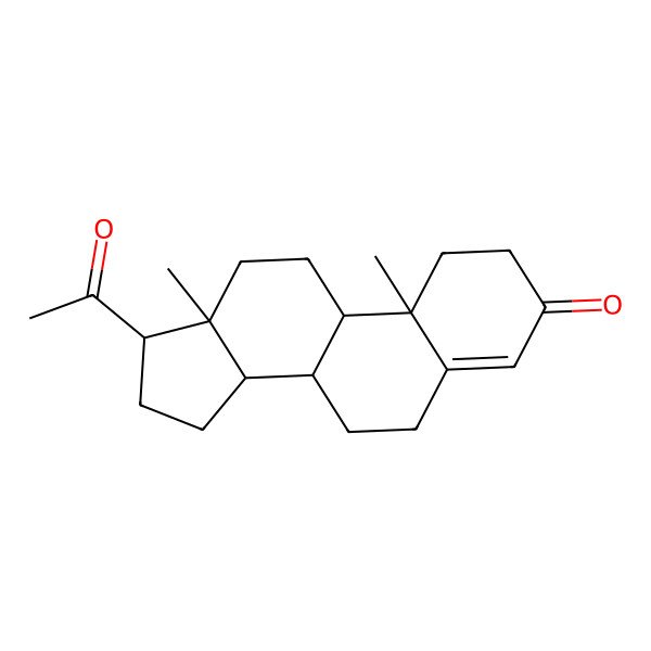 2D Structure of (8S,9R,10S,13R,14R,17S)-17-acetyl-10,13-dimethyl-1,2,6,7,8,9,11,12,14,15,16,17-dodecahydrocyclopenta[a]phenanthren-3-one