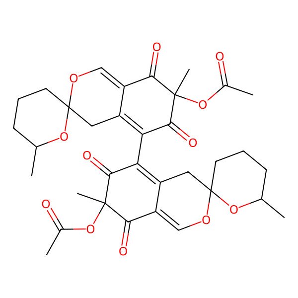 2D Structure of [5-(7-acetyloxy-6',7-dimethyl-6,8-dioxospiro[4H-isochromene-3,2'-oxane]-5-yl)-6',7-dimethyl-6,8-dioxospiro[4H-isochromene-3,2'-oxane]-7-yl] acetate