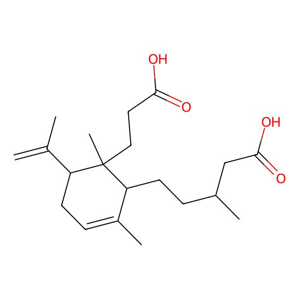 2D Structure of (3S)-5-[(1R,5R,6R)-6-(2-carboxyethyl)-2,6-dimethyl-5-prop-1-en-2-ylcyclohex-2-en-1-yl]-3-methylpentanoic acid