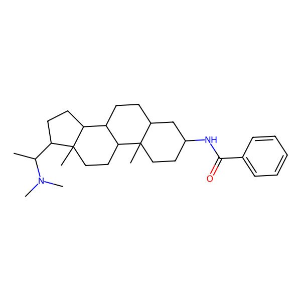 2D Structure of N-[17-[1-(dimethylamino)ethyl]-10,13-dimethyl-2,3,4,5,6,7,8,9,11,12,14,15,16,17-tetradecahydro-1H-cyclopenta[a]phenanthren-3-yl]benzamide