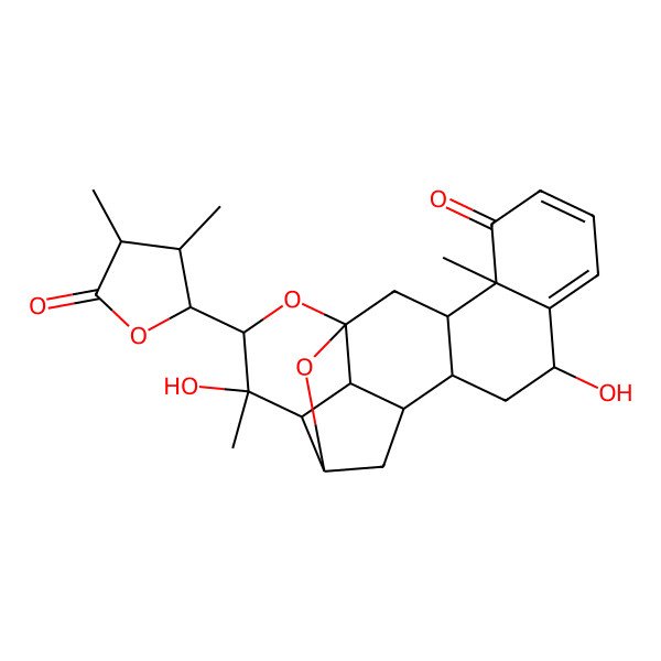 2D Structure of (10S,13S,16R,17S)-18-[(3R,4R)-3,4-dimethyl-5-oxooxolan-2-yl]-10,17-dihydroxy-4,17-dimethyl-19,21-dioxahexacyclo[11.6.1.11,15.03,12.04,9.016,20]henicosa-6,8-dien-5-one