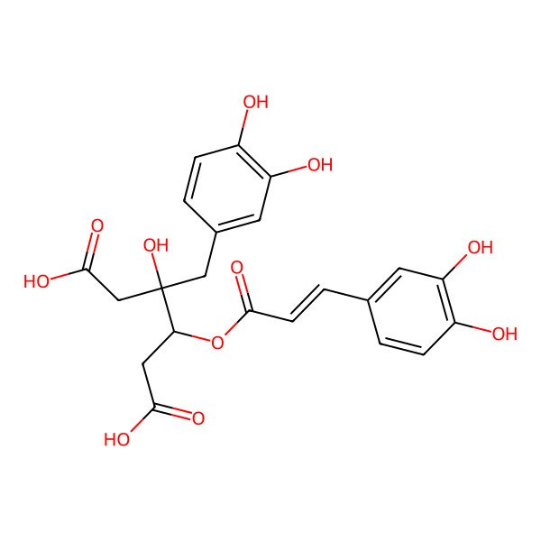 2D Structure of (4R)-3-[(3,4-dihydroxyphenyl)methyl]-4-[(E)-3-(3,4-dihydroxyphenyl)prop-2-enoyl]oxy-3-hydroxyhexanedioic acid