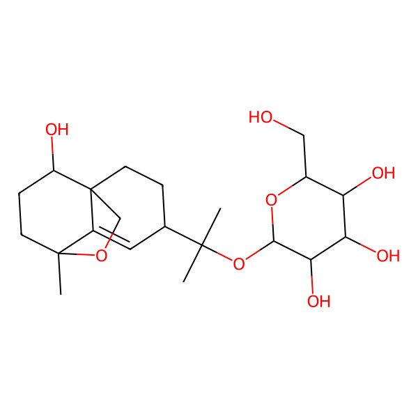 2D Structure of (2R,3R,4S,5R,6S)-2-(hydroxymethyl)-6-[2-[(1S,4R,7R,10S)-10-hydroxy-7-methyl-12-oxatricyclo[5.3.2.01,6]dodec-5-en-4-yl]propan-2-yloxy]oxane-3,4,5-triol