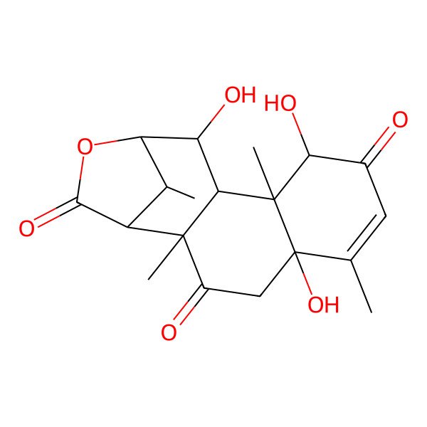 2D Structure of 5,9,12-Trihydroxy-2,6,10,16-tetramethyl-14-oxatetracyclo[11.2.1.02,11.05,10]hexadec-6-ene-3,8,15-trione