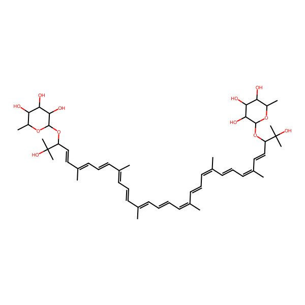 2D Structure of 2-[2,31-Dihydroxy-2,6,10,14,19,23,27,31-octamethyl-30-(3,4,5-trihydroxy-6-methyloxan-2-yl)oxydotriaconta-4,6,8,10,12,14,16,18,20,22,24,26,28-tridecaen-3-yl]oxy-6-methyloxane-3,4,5-triol