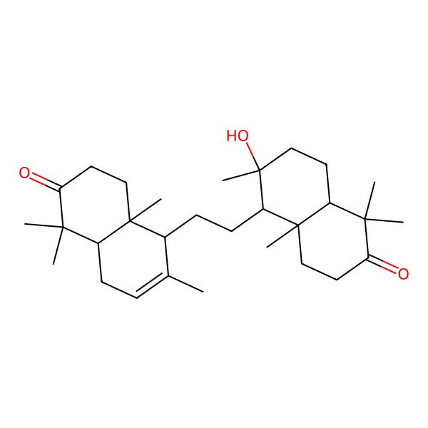 2D Structure of (4aR,5R,8aR)-5-[2-[(1R,2R,4aS,8aS)-2-hydroxy-2,5,5,8a-tetramethyl-6-oxo-1,3,4,4a,7,8-hexahydronaphthalen-1-yl]ethyl]-1,1,4a,6-tetramethyl-4,5,8,8a-tetrahydro-3H-naphthalen-2-one