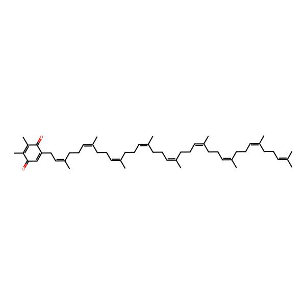 2D Structure of 2,3-dimethyl-5-[(2E,6E,10E,14E,18E,22Z,26E,30E)-3,7,11,15,19,23,27,31,35-nonamethylhexatriaconta-2,6,10,14,18,22,26,30,34-nonaenyl]cyclohexa-2,5-diene-1,4-dione