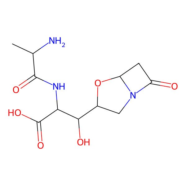 2D Structure of (2S)-2-[[(2S)-2-aminopropanoyl]amino]-3-hydroxy-3-[(3R)-7-oxo-4-oxa-1-azabicyclo[3.2.0]heptan-3-yl]propanoic acid