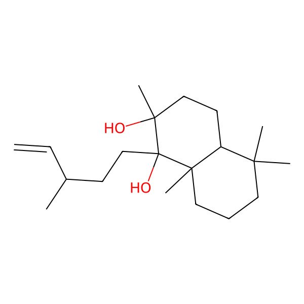 2D Structure of (1S,2R,4aS,8aS)-2,5,5,8a-tetramethyl-1-[(3S)-3-methylpent-4-enyl]-3,4,4a,6,7,8-hexahydronaphthalene-1,2-diol