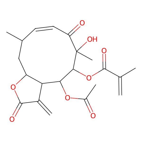 2D Structure of (4-Acetyloxy-6-hydroxy-6,10-dimethyl-3-methylidene-2,7-dioxo-3a,4,5,10,11,11a-hexahydrocyclodeca[b]furan-5-yl) 2-methylprop-2-enoate