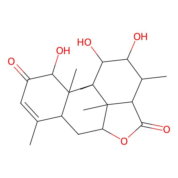 2D Structure of (1R,2S,3S,7S,9R,12S,13R,14R,15R,16S)-3,14,15-trihydroxy-1,2,6,13,16-pentamethyl-10-oxatetracyclo[7.6.1.02,7.012,16]hexadec-5-ene-4,11-dione