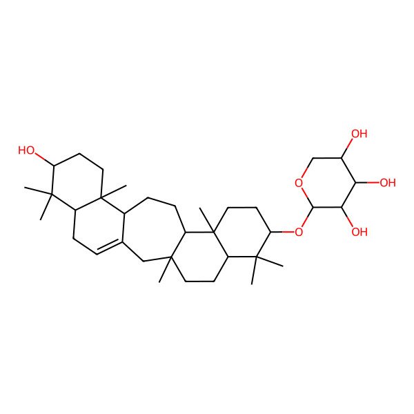 2D Structure of 2-[(19-Hydroxy-3,7,7,11,16,20,20-heptamethyl-8-pentacyclo[13.8.0.03,12.06,11.016,21]tricos-1(23)-enyl)oxy]oxane-3,4,5-triol
