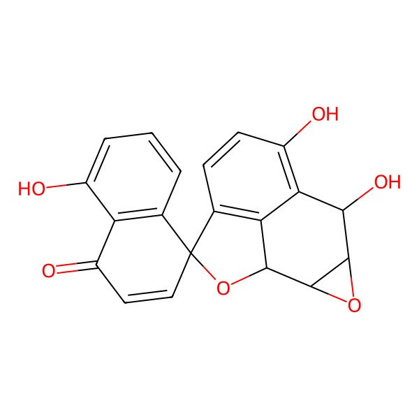 2D Structure of (1R,3R,9S,10S,12R)-7,8',9-trihydroxyspiro[2,11-dioxatetracyclo[6.4.1.04,13.010,12]trideca-4(13),5,7-triene-3,4'-naphthalene]-1'-one