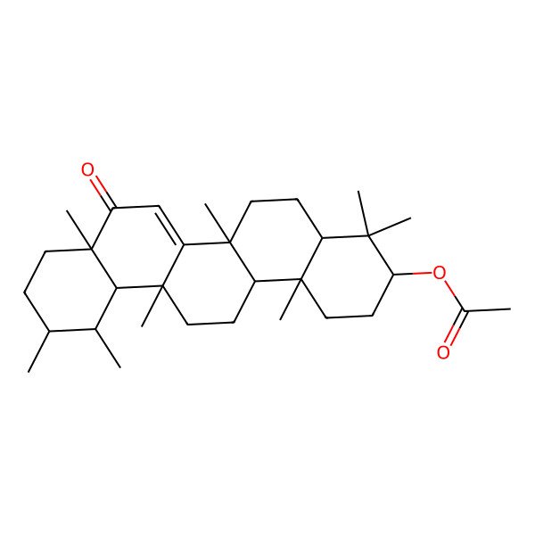 2D Structure of [(3S,4aR,6aR,6aR,8aS,11R,12S,12aS,14aR,14bR)-4,4,6a,6a,8a,11,12,14b-octamethyl-8-oxo-1,2,3,4a,5,6,9,10,11,12,12a,13,14,14a-tetradecahydropicen-3-yl] acetate