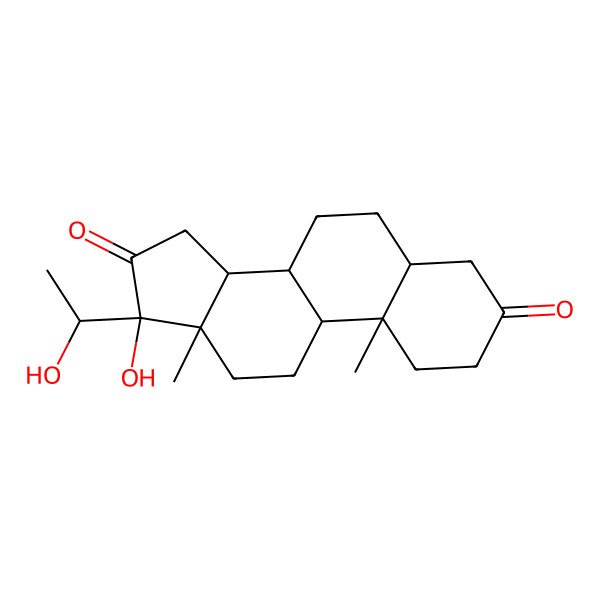 2D Structure of (5S,8R,9S,10S,13S,14S,17R)-17-hydroxy-17-[(1R)-1-hydroxyethyl]-10,13-dimethyl-1,2,4,5,6,7,8,9,11,12,14,15-dodecahydrocyclopenta[a]phenanthrene-3,16-dione