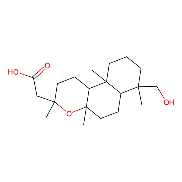 2D Structure of 2-[(3S,4aS,6aS,7S,10aR,10bS)-7-(hydroxymethyl)-3,4a,7,10a-tetramethyl-2,5,6,6a,8,9,10,10b-octahydro-1H-benzo[f]chromen-3-yl]acetic acid