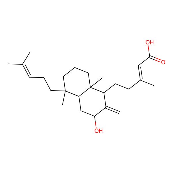 2D Structure of (E)-5-[3-hydroxy-5,8a-dimethyl-2-methylidene-5-(4-methylpent-3-enyl)-3,4,4a,6,7,8-hexahydro-1H-naphthalen-1-yl]-3-methylpent-2-enoic acid