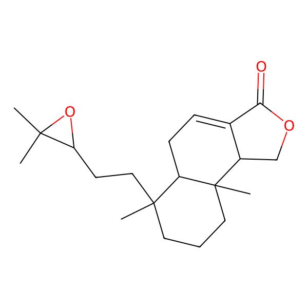 2D Structure of (5aS,6S,9aS,9bR)-6-[2-[(2R)-3,3-dimethyloxiran-2-yl]ethyl]-6,9a-dimethyl-5,5a,7,8,9,9b-hexahydro-1H-benzo[e][2]benzofuran-3-one