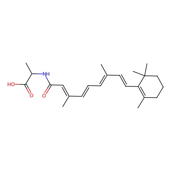 2D Structure of (2S)-2-[[(2E,4E,6E,8E)-3,7-dimethyl-9-(2,6,6-trimethylcyclohexen-1-yl)nona-2,4,6,8-tetraenoyl]amino]propanoic acid
