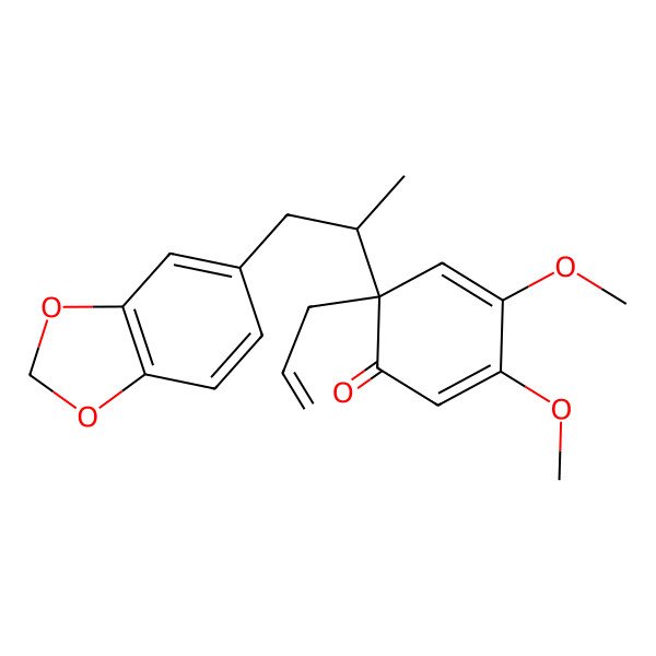 2D Structure of (6R)-6-[(2R)-1-(1,3-benzodioxol-5-yl)propan-2-yl]-3,4-dimethoxy-6-prop-2-enylcyclohexa-2,4-dien-1-one
