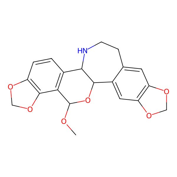 2D Structure of (1S,14R,24S)-24-methoxy-5,7,19,21,25-pentaoxa-13-azahexacyclo[12.11.0.02,10.04,8.015,23.018,22]pentacosa-2,4(8),9,15(23),16,18(22)-hexaene