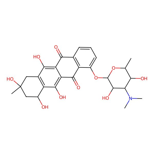 2D Structure of 4-[4-(dimethylamino)-3,5-dihydroxy-6-methyloxan-2-yl]oxy-6,7,9,11-tetrahydroxy-9-methyl-8,10-dihydro-7H-tetracene-5,12-dione
