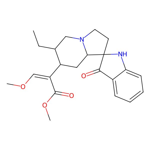 2D Structure of methyl (E)-2-[(2R,6'S,7'R,8'aR)-6'-ethyl-3-oxospiro[1H-indole-2,1'-3,5,6,7,8,8a-hexahydro-2H-indolizine]-7'-yl]-3-methoxyprop-2-enoate