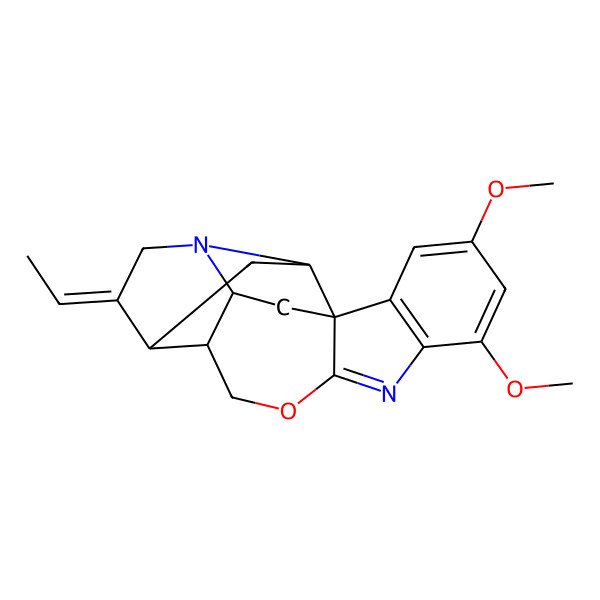 2D Structure of (1R,12S,13S,17R,19S)-16-ethylidene-4,6-dimethoxy-10-oxa-8,14-diazahexacyclo[11.6.1.01,9.02,7.012,17.014,19]icosa-2(7),3,5,8-tetraene