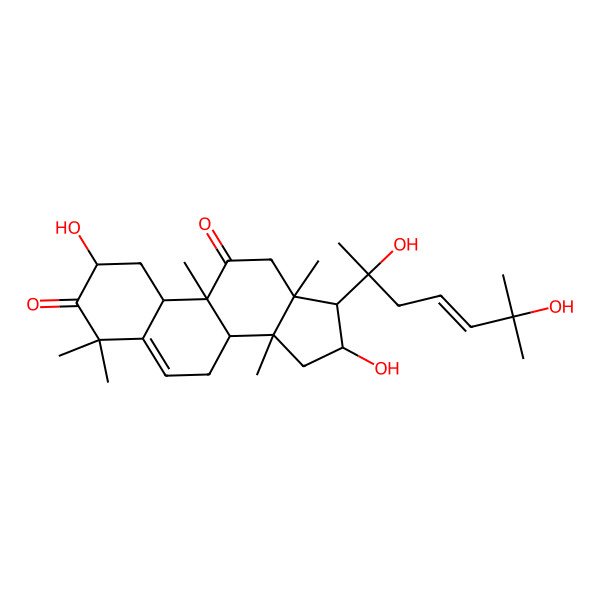 2D Structure of 17-(2,6-dihydroxy-6-methylhept-4-en-2-yl)-2,16-dihydroxy-4,4,9,13,14-pentamethyl-2,7,8,10,12,15,16,17-octahydro-1H-cyclopenta[a]phenanthrene-3,11-dione
