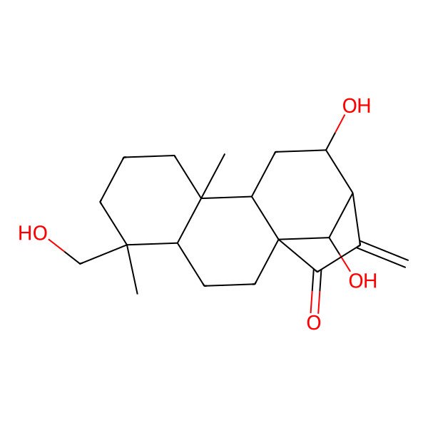 2D Structure of 12,16-Dihydroxy-5-(hydroxymethyl)-5,9-dimethyl-14-methylidenetetracyclo[11.2.1.01,10.04,9]hexadecan-15-one