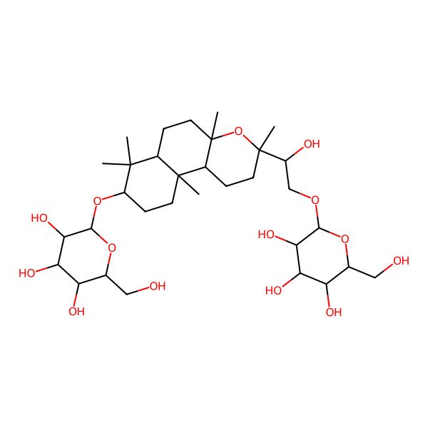 2D Structure of 2-[2-[3,4a,7,7,10a-pentamethyl-8-[3,4,5-trihydroxy-6-(hydroxymethyl)oxan-2-yl]oxy-2,5,6,6a,8,9,10,10b-octahydro-1H-benzo[f]chromen-3-yl]-2-hydroxyethoxy]-6-(hydroxymethyl)oxane-3,4,5-triol