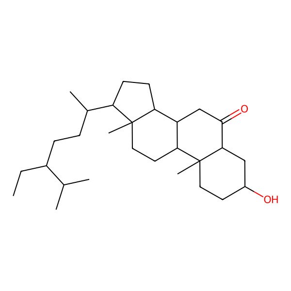 2D Structure of 17-(5-Ethyl-6-methylheptan-2-yl)-3-hydroxy-10,13-dimethyl-1,2,3,4,5,7,8,9,11,12,14,15,16,17-tetradecahydrocyclopenta[a]phenanthren-6-one