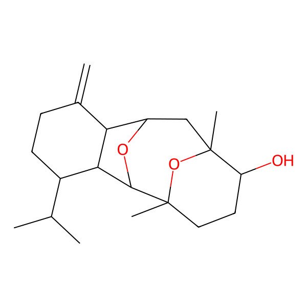 2D Structure of (1R,2S,5S,6S,8R,9S,13R,14S)-2,6-dimethyl-10-methylidene-13-propan-2-yl-15,16-dioxatetracyclo[6.6.1.12,6.09,14]hexadecan-5-ol
