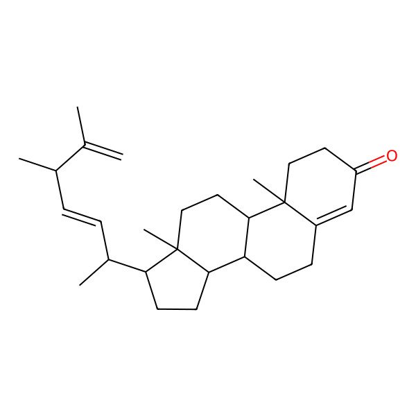 2D Structure of 17-(5,6-Dimethylhepta-3,6-dien-2-yl)-10,13-dimethyl-1,2,6,7,8,9,11,12,14,15,16,17-dodecahydrocyclopenta[a]phenanthren-3-one