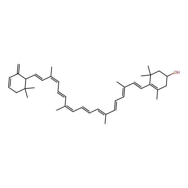 2D Structure of (1R)-4-[(1E,3E,5E,7E,9E,11E,13E,15E,17E)-18-[(1S)-6,6-dimethyl-2-methylidenecyclohex-3-en-1-yl]-3,7,12,16-tetramethyloctadeca-1,3,5,7,9,11,13,15,17-nonaenyl]-3,5,5-trimethylcyclohex-3-en-1-ol
