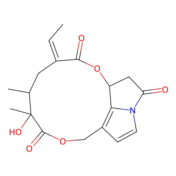 2D Structure of (1R,4Z,6R,7R)-4-ethylidene-7-hydroxy-6,7-dimethyl-2,9-dioxa-14-azatricyclo[9.5.1.014,17]heptadeca-11(17),12-diene-3,8,15-trione