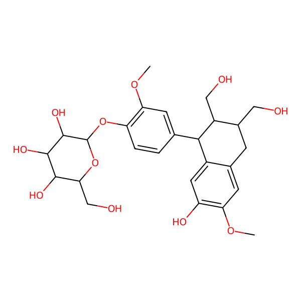 2D Structure of (2S,3R,4S,5S,6R)-2-[4-[(2S,3S)-7-hydroxy-2,3-bis(hydroxymethyl)-6-methoxy-1,2,3,4-tetrahydronaphthalen-1-yl]-2-methoxyphenoxy]-6-(hydroxymethyl)oxane-3,4,5-triol