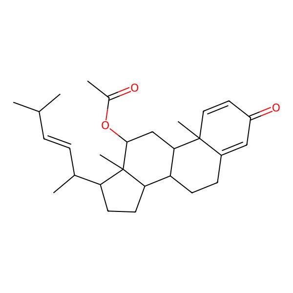 2D Structure of [10,13-Dimethyl-17-(5-methylhex-3-en-2-yl)-3-oxo-6,7,8,9,11,12,14,15,16,17-decahydrocyclopenta[a]phenanthren-12-yl] acetate