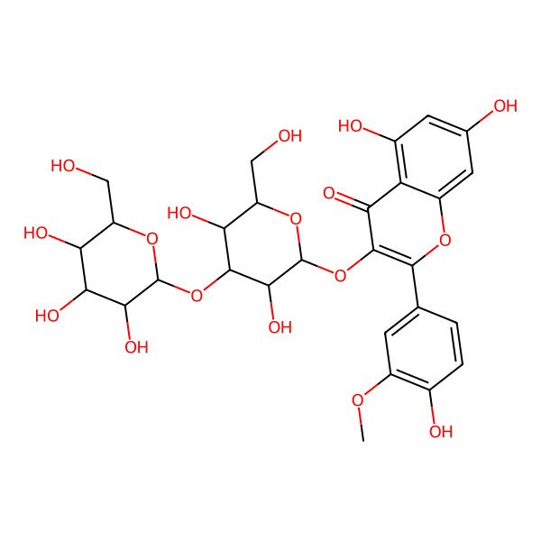 2D Structure of 3-[(2S,3R,4S,5S,6R)-3,5-dihydroxy-6-(hydroxymethyl)-4-[(2S,3R,4S,5S,6R)-3,4,5-trihydroxy-6-(hydroxymethyl)oxan-2-yl]oxyoxan-2-yl]oxy-5,7-dihydroxy-2-(4-hydroxy-3-methoxyphenyl)chromen-4-one