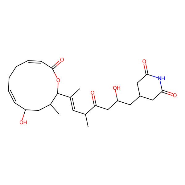 2D Structure of 4-[2-Hydroxy-7-(5-hydroxy-3-methyl-12-oxo-1-oxacyclododeca-6,10-dien-2-yl)-5-methyl-4-oxooct-6-enyl]piperidine-2,6-dione