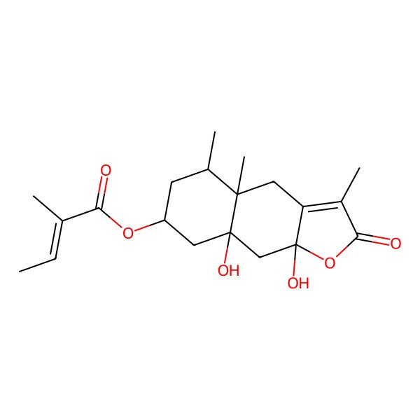 2D Structure of [(4aR,5S,7R,8aS,9aS)-8a,9a-dihydroxy-3,4a,5-trimethyl-2-oxo-4,5,6,7,8,9-hexahydrobenzo[f][1]benzofuran-7-yl] 2-methylbut-2-enoate