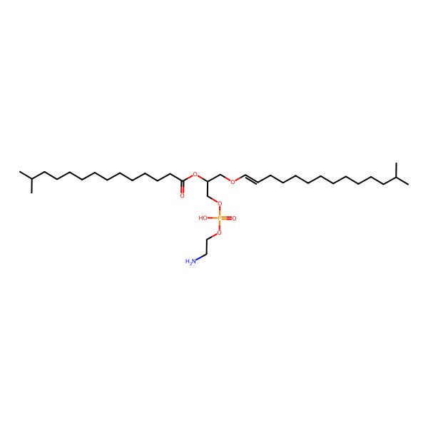 2D Structure of [(2R)-1-[2-aminoethoxy(hydroxy)phosphoryl]oxy-3-[(Z)-13-methyltetradec-1-enoxy]propan-2-yl] 13-methyltetradecanoate